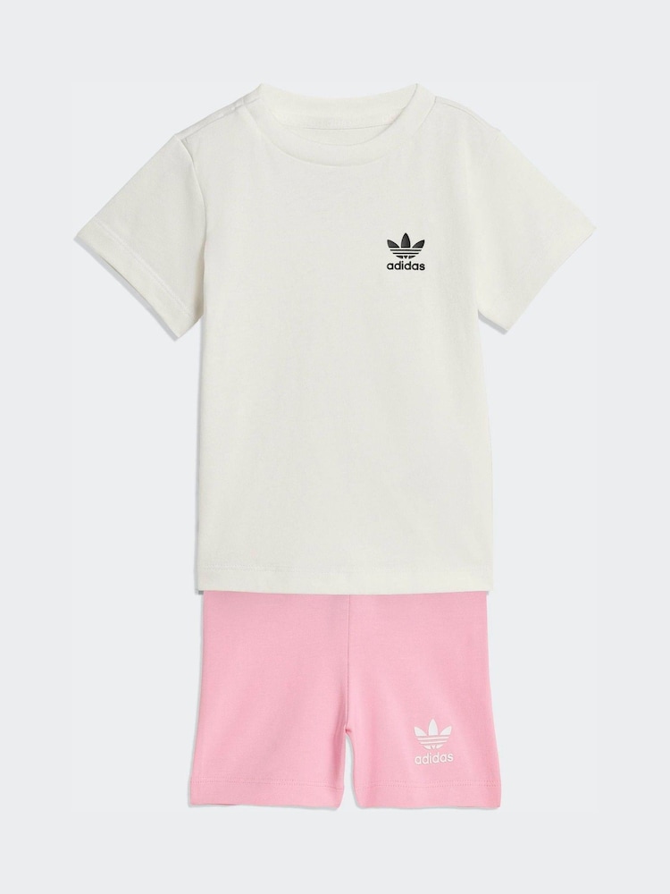 adidas Originals Pink T-Shirt and Cycling Shorts Infant Set - Image 1 of 7
