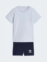 adidas Originals Blue T-Shirt and Cycling Shorts Infant Set - Image 1 of 7