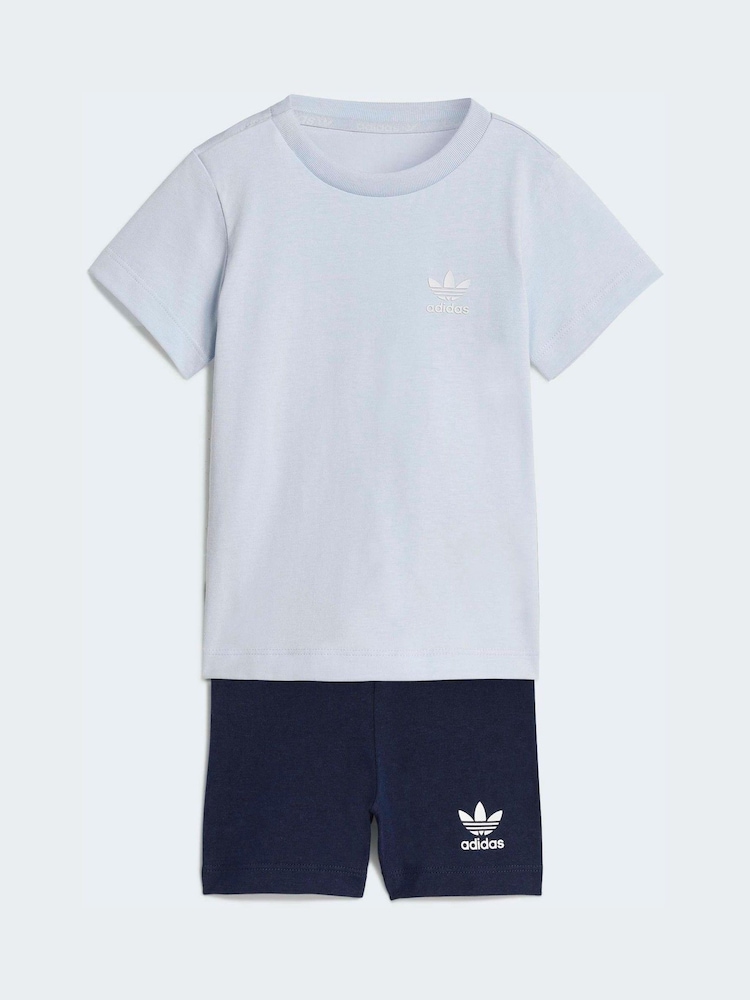 adidas Originals Blue T-Shirt and Cycling Shorts Infant Set - Image 1 of 7