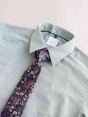 Green / Floral Regular Fit Shirt And Tie Set - Image 8 of 9