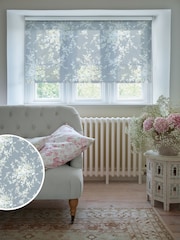 Shabby Chic by Rachel Ashwell® Dusky Blue Garden Floral Print Sheer Made to Measure Roller Blind - Image 1 of 6