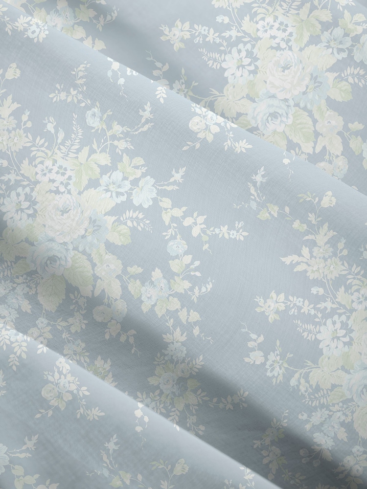 Shabby Chic by Rachel Ashwell® Dusky Blue Garden Floral Print Sheer Made to Measure Roller Blind - Image 6 of 6