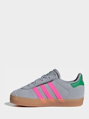 رمادي/وردي - حذاء رياضي للأطفال الرضع بأربطة مرنة مريحة بتصميم Gazelle من adidas Originals - صورة 9 من 11