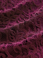 Laura Ashley Burgundy Red Lace Velvet Long Sleeve Mini Dress - Image 7 of 7