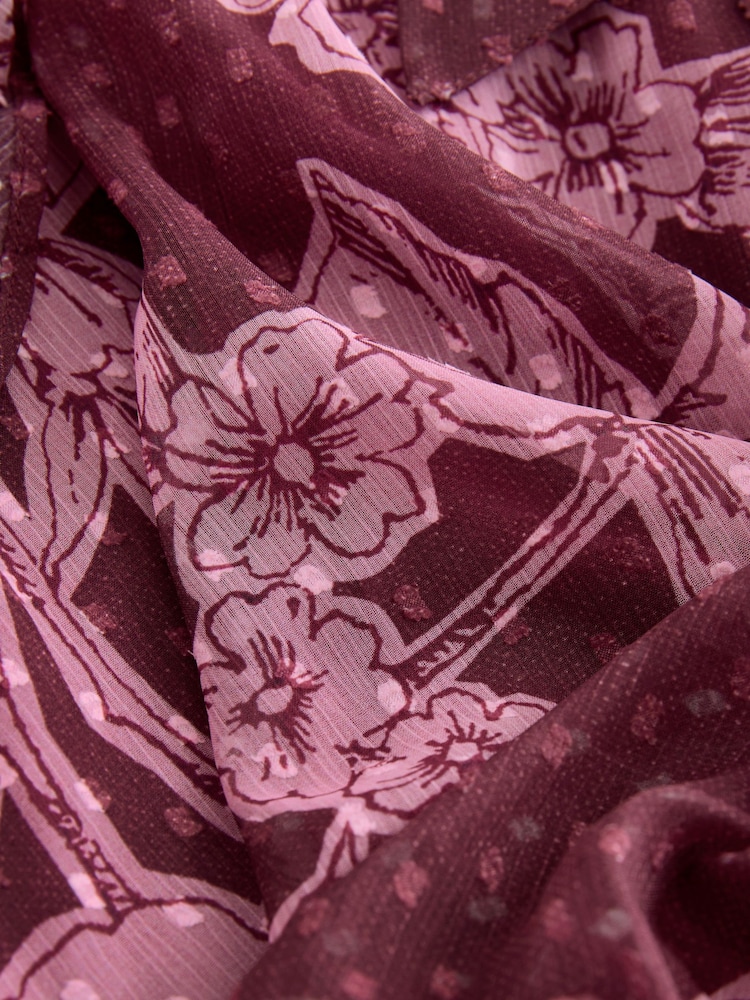 Laura Ashley Pink Pollington Roses Floral Chiffon Dobby Ruffle Maxi Dress - Image 8 of 8