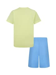 Nike Lime Green and Blue Little Kids Wild Air Mesh T-Shirt and Shorts Set - Image 2 of 7