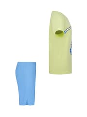 Nike Lime Green and Blue Little Kids Wild Air Mesh T-Shirt and Shorts Set - Image 3 of 7