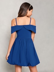 Lipsy Royal Blue Bow Bardot Puffball Dress (5-16yrs) - Image 2 of 4