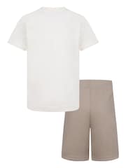 Nike White and Khaki Little Kids Wild Air Mesh T-Shirt and Shorts Set - Image 2 of 7