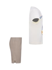 Nike White and Khaki Little Kids Wild Air Mesh T-Shirt and Shorts Set - Image 4 of 7
