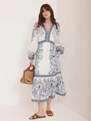 Mint Velvet Blue Floral Print Midi Dress - Image 3 of 7