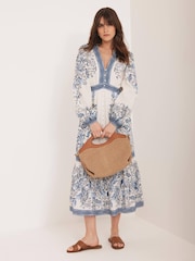 Mint Velvet Blue Floral Print Midi Dress - Image 4 of 7