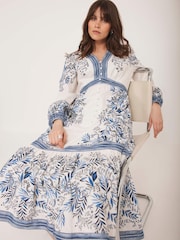 Mint Velvet Blue Floral Print Midi Dress - Image 5 of 7