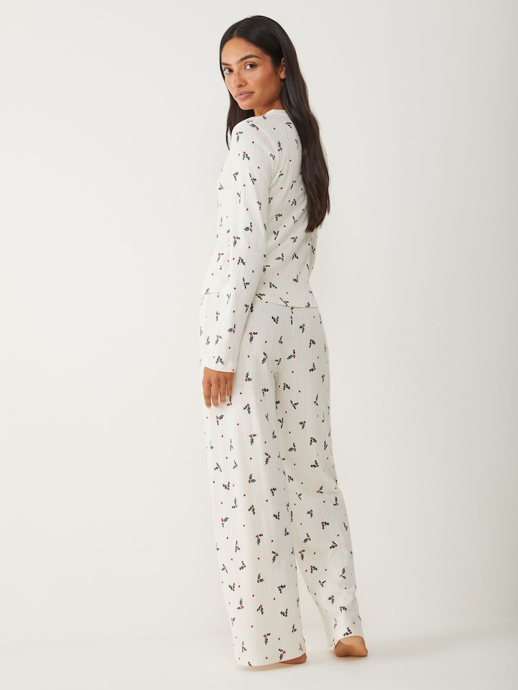 Society 8 Cream Holly Pointelle Pyjama Set - Image 2 of 4 Society 8 Cream Holly Pointelle Pyjama Set - Image 2 of 4