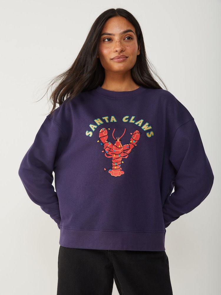 Society 8 Blue Lobster Sweat Top - Image 1 of 4 Society 8 Blue Lobster Sweat Top - Image 1 of 4