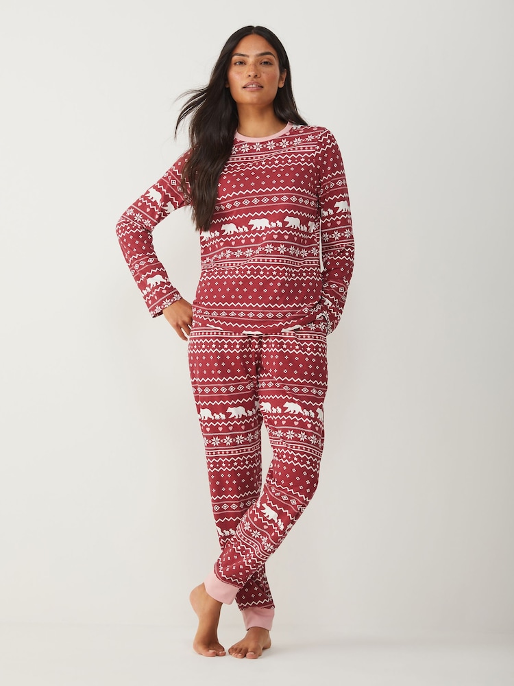 Society 8 Red Matching Family Polar Fairisle Pyjama Set - Image 1 of 5 Society 8 Red Matching Family Polar Fairisle Pyjama Set - Image 1 of 5