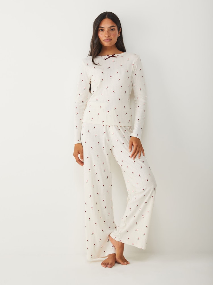 Society 8 Cream Flower Pointelle Pyjama Set - Image 1 of 5 Society 8 Cream Flower Pointelle Pyjama Set - Image 1 of 5