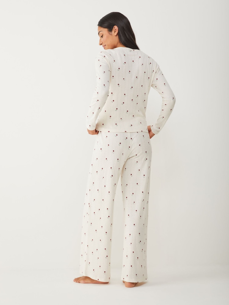 Society 8 Cream Flower Pointelle Pyjama Set - Image 2 of 5 Society 8 Cream Flower Pointelle Pyjama Set - Image 2 of 5