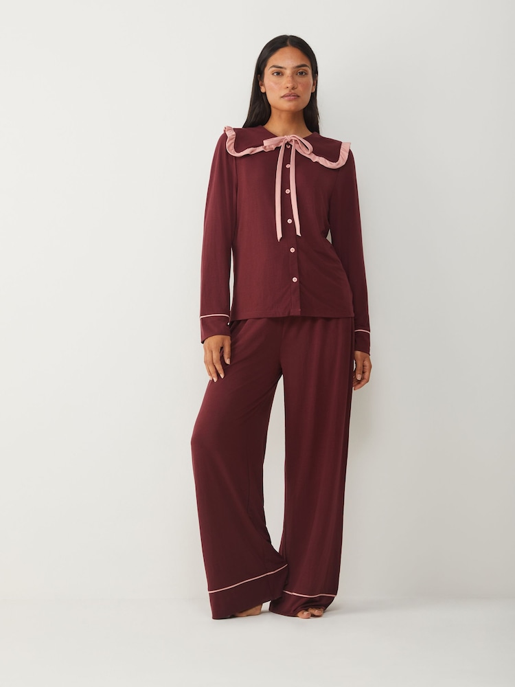 Society 8 Brown Ruffled Pyjama Set - Image 1 of 4 Society 8 Brown Ruffled Pyjama Set - Image 1 of 4