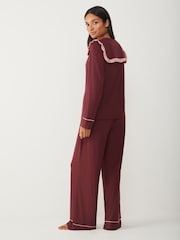 Society 8 Brown Burgundy Ruffled Pyjamas Set - Image 2 of 4