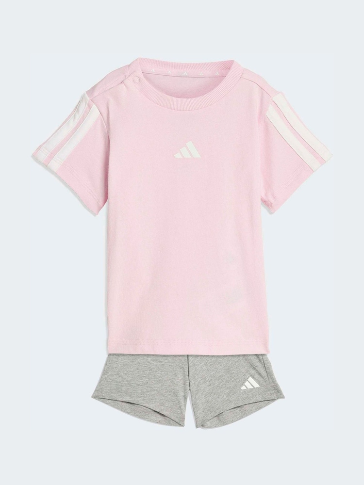 adidas Pink Essentials T-Shirt and Shorts Infant Set - Image 1 of 7