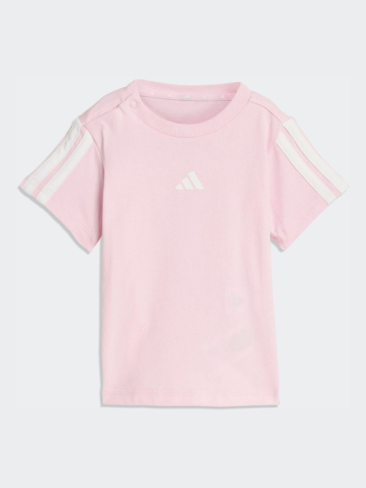 adidas Pink Essentials T-Shirt and Shorts Infant Set - Image 2 of 7