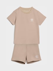 adidas Originals Neutral Waffle T-Shirt and Shorts Set - Image 1 of 7