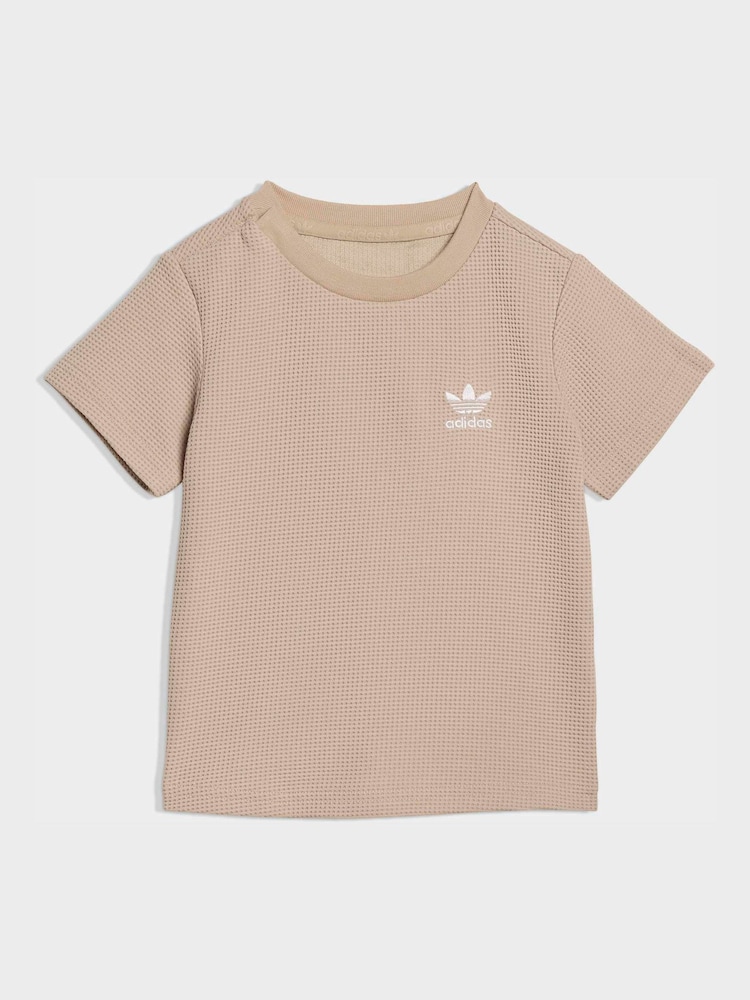 adidas Originals Neutral Waffle T-Shirt and Shorts Set - Image 2 of 7