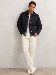 Reiss Navy Parker Lightly-Padded Patch-Pocket Overshirt - Image 3 of 6