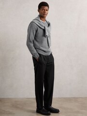 Reiss Mid Grey Melange Foulton Wool-Cashmere Reverse-Seam Jumper - Image 4 of 6