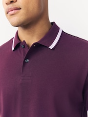 Purple Regular Fit Short Sleeve Tipped Polo Shirt - Image 4 of 7