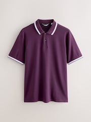 Purple Regular Fit Short Sleeve Tipped Polo Shirt - Image 5 of 7
