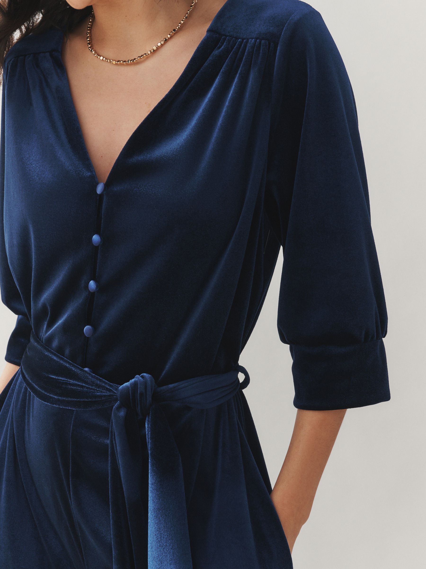 Buy Laura Ashley Navy Velvet Elasticated Waist Wide Leg Party