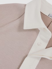 Reiss Oatmeal/White Thurloe Colour Block Rugby Shirt - Image 6 of 6