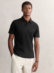 Reiss Black Earl Cotton Short-Sleeve Polo Shirt - Image 3 of 6