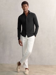 Reiss Black Duke Cotton-Jersey Button-Through Shirt - Image 4 of 7