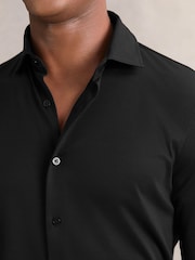 Reiss Black Duke Cotton-Jersey Button-Through Shirt - Image 5 of 7