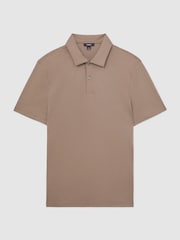 Reiss Taupe Brown Earl Cotton Short-Sleeve Polo Shirt - Image 2 of 5