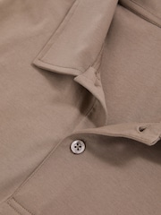 Reiss Taupe Brown Earl Cotton Short-Sleeve Polo Shirt - Image 5 of 5