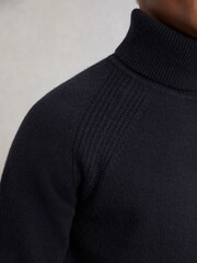 Reiss Navy Gosforth Wool-Cashmere Roll-Neck Jumper - Image 3 of 6