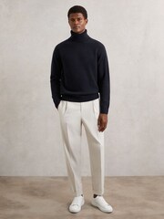 Reiss Navy Gosforth Wool-Cashmere Roll-Neck Jumper - Image 4 of 6