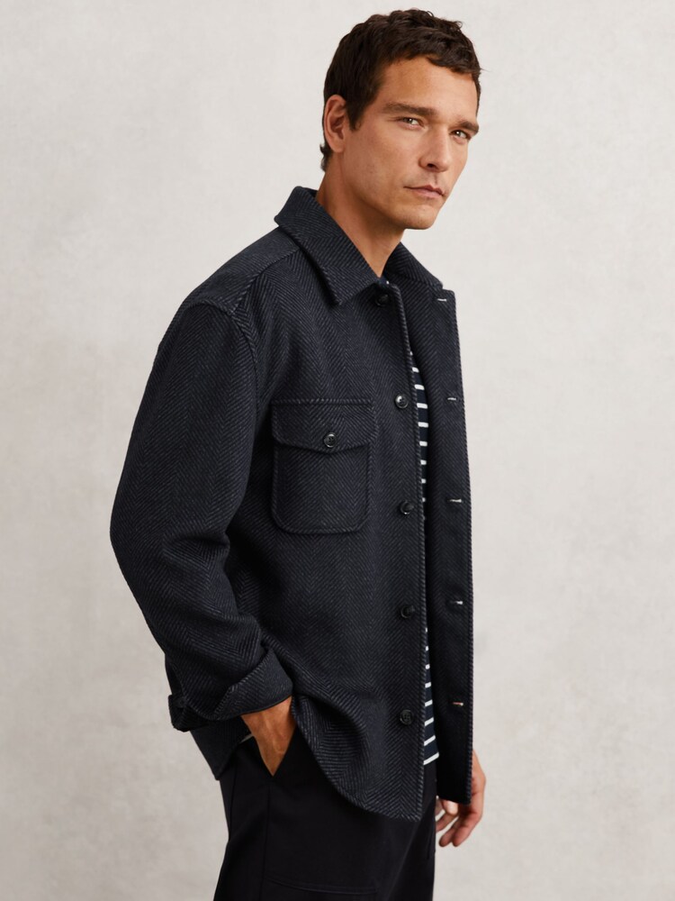 Reiss Navy Compton Shirt - Image 1 of 7