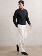 Reiss Midnight Navy Luca Cable-Knit Jumper With Wool - Image 4 of 6