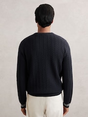 Reiss Midnight Navy Luca Cable-Knit Jumper With Wool - Image 5 of 6