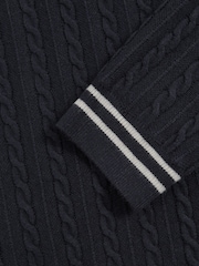 Reiss Midnight Navy Luca Cable-Knit Jumper With Wool - Image 6 of 6