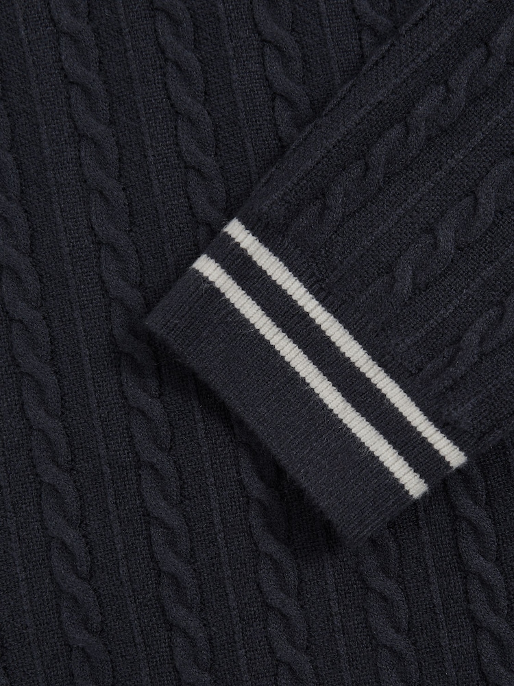 Reiss Midnight Navy Luca Cable-Knit Jumper With Wool - Image 6 of 6