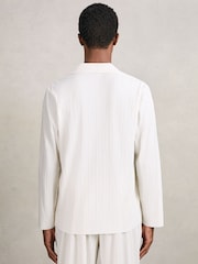 Reiss Off White Aubry Plissé Cuban-Collar Long-Sleeve Shirt - Image 4 of 6