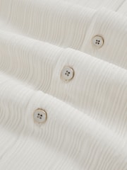 Reiss Off White Aubry Plissé Cuban-Collar Long-Sleeve Shirt - Image 6 of 6
