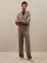 Reiss Mouse Brown Melange Sheffield Atelier Cashmere-Blend Zip Hoodie - Image 3 of 7