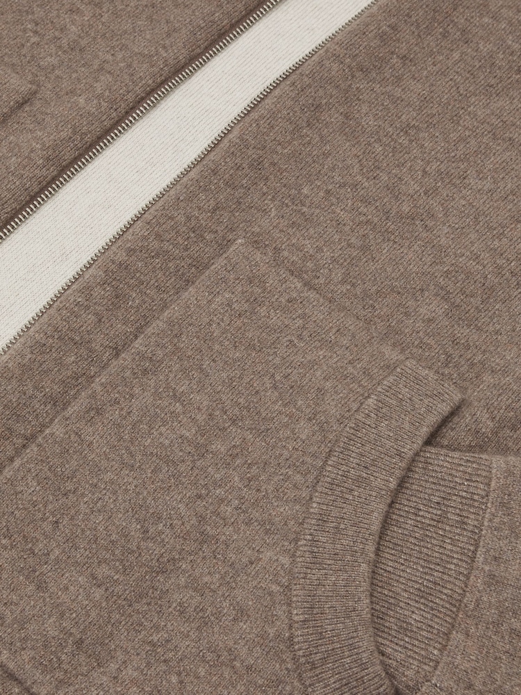 Reiss Mouse Brown Melange Sheffield Hoodie - Image 7 of 7 Reiss Mouse Brown Melange Sheffield Hoodie - Image 7 of 7